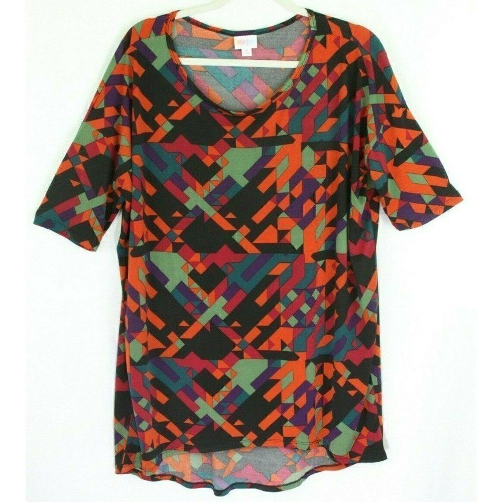 LulaRoe T-shirt  Women's Medium T-Shirt Geometric Jewel Tones
